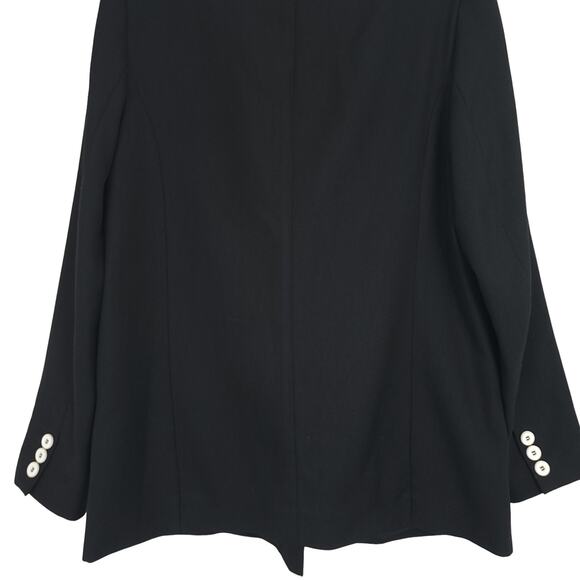 River Island Double Breast Blazer Jacket Black w/ White Button Contrast, Size 14 - Picture 6 of 12